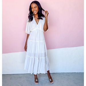 Tiered midi white dress